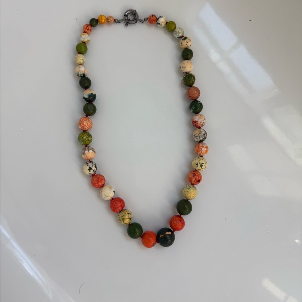 Multicolor Jasper Bead Necklace – Earth Tone Statement Piece - Picture 4 of 6